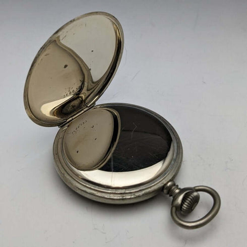 Around 1899 British Antique Heart-Shaped Sterling Silver Pocket Watch Holder with REVUE Pocket Watch